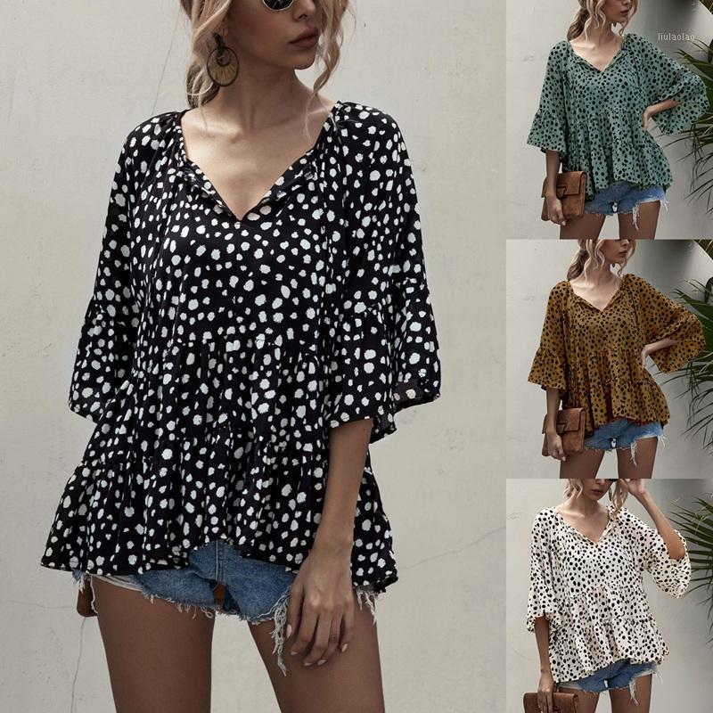 Women's Blouses & Shirts Summer Spring Dot Printing V-Neck Ruffled Shirt Casual Fashion Ladies, White
Women's Blouses & Shirts Summer Spring Dot Printing V-Neck Ruffled Shirt Casual Fashion Ladies, White