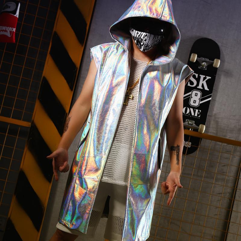 Stage Wear Nightclub Men PU Leather Silver Hooded Sleeveless Cloak Gogo Dance Costume Rave Clothes Bar DJ Costumes Singer Long SuitStage, Coat only
Stage Wear Nightclub Men PU Leather Silver Hooded Sleeveless Cloak Gogo Dance Costume Rave Clothes Bar DJ Costumes Singer Long SuitStage, Coat only