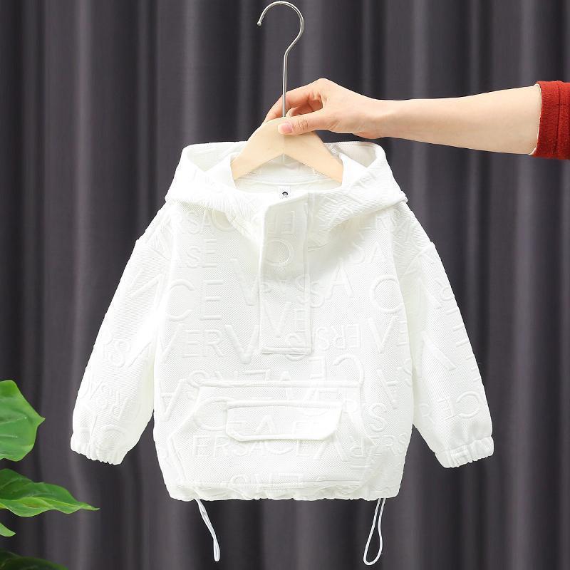 Hoodies & Sweatshirts Spring Autumn Fashion Embossing Drawstring Baby Boys Hoodi 220824