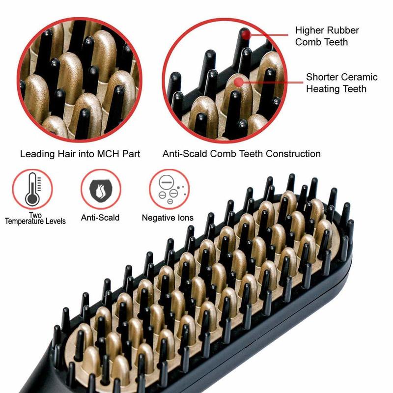 Men's Beard Hair Styler Curling Hair Straighteners Brush Iron Electric Comb Straightener Fast Heating Curler Hair Caring Tools 220602