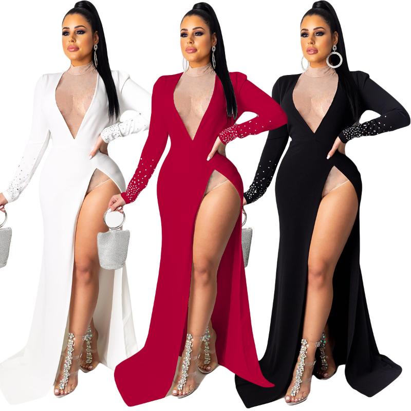 Casual Dresses Women Long Sleeve High Maxi Dress Sexy Bodycon Night Club Party Formal Evening Elegant Vestidos BC816, Black;gray
Casual Dresses Women Long Sleeve High Maxi Dress Sexy Bodycon Night Club Party Formal Evening Elegant Vestidos BC816, Black;gray