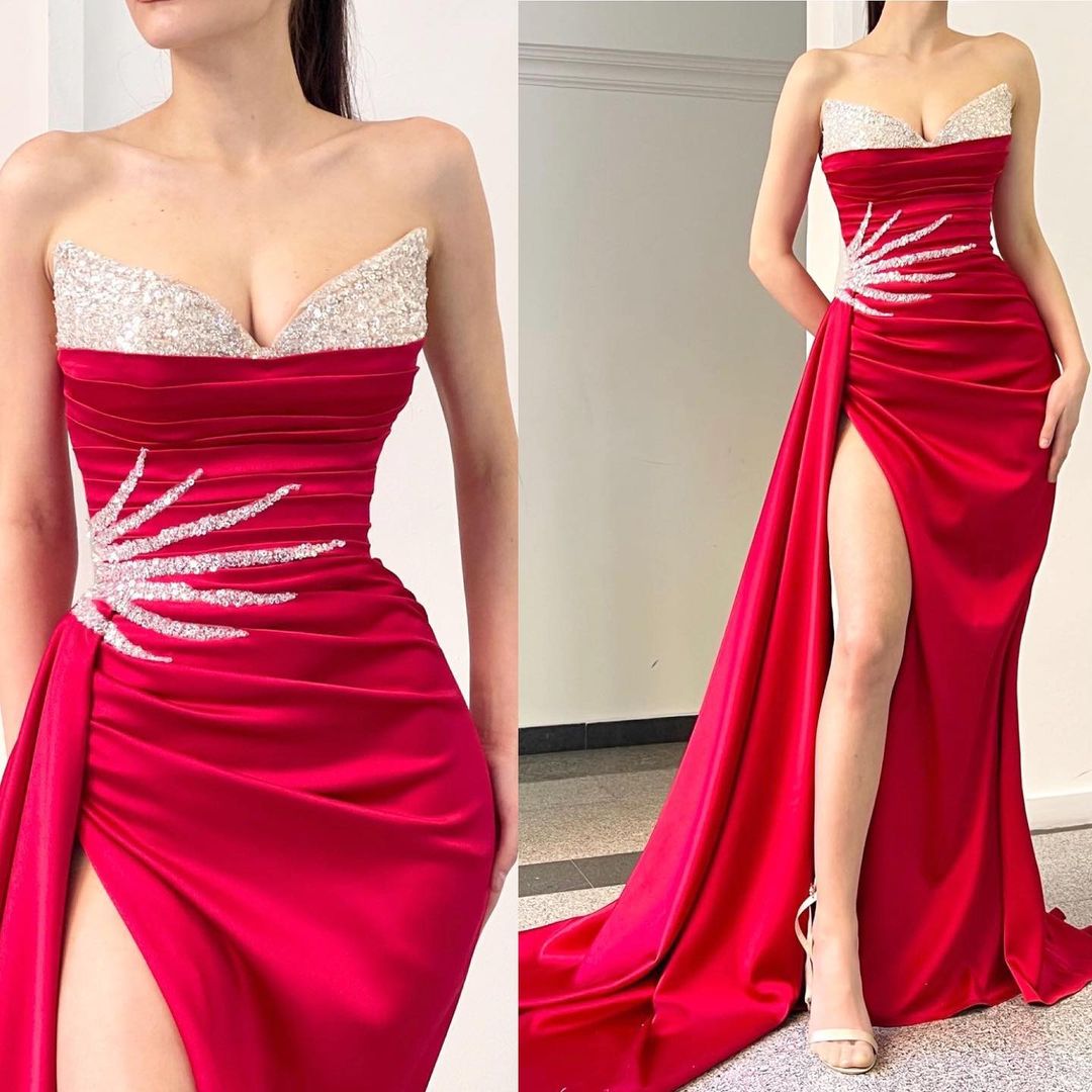 plus size arabic aso ebi mermaid sexy stylish prom dresses sequined sweetheart evening formal party second reception birthday engagement gowns dress z