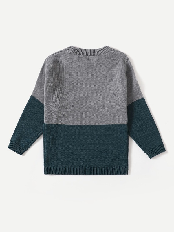 Toddler Boys Two Tone Pocket Patched Sweater SHE01