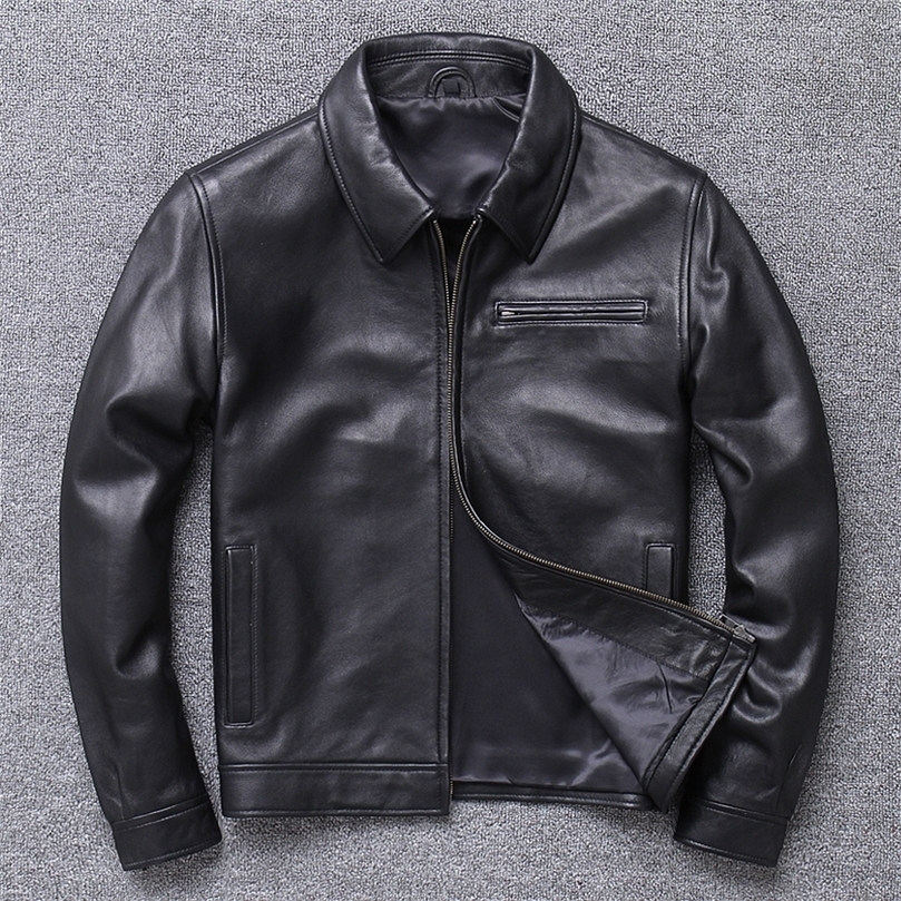 Plus sizeSpring Genuine Leather jacketMen quality Business Casual soft sheepskin coatPapa clothessales 201127