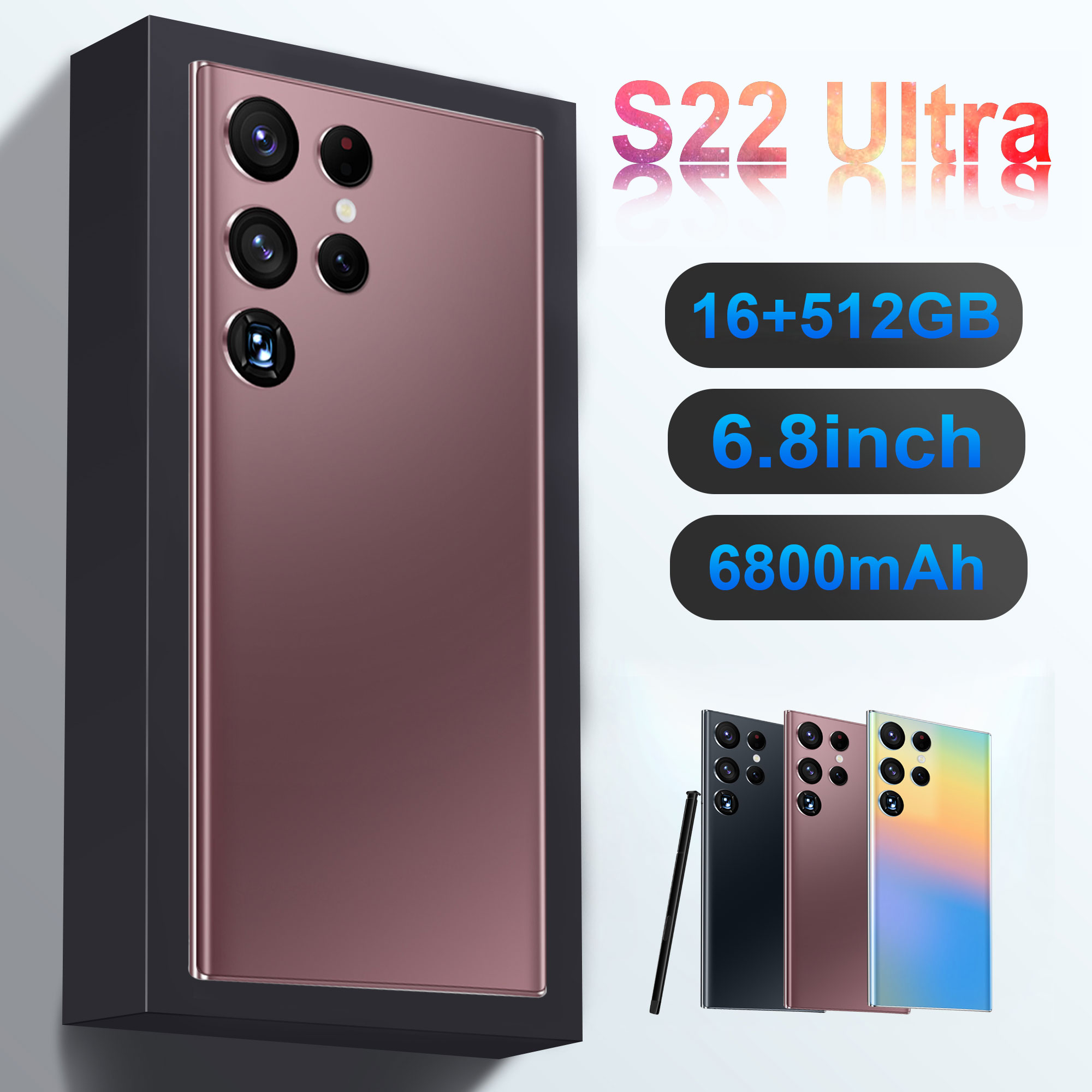 New Android 12 Smartphones S22Ultra 5G 16+512GB Unlocked Mobile Phones 6.8 Inch 6800mAh Celulares Global Version 5G CellPhones
New Android 12 Smartphones S22Ultra 5G 16+512GB Unlocked Mobile Phones 6.8 Inch 6800mAh Celulares Global Version 5G CellPhones