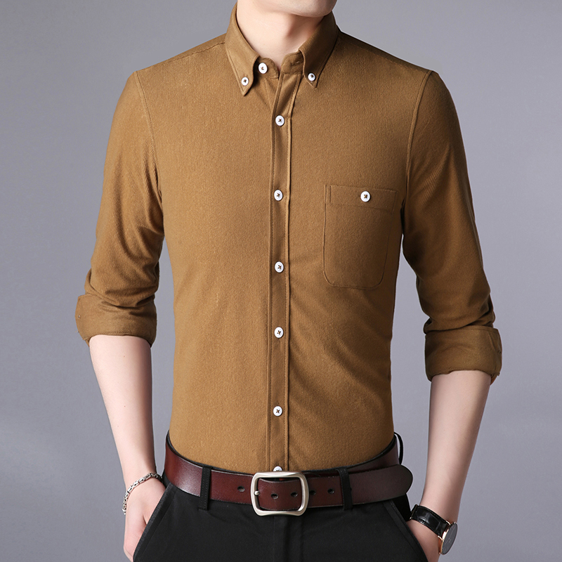 High quality autumn winter shirt men lapel Business long sleeve shirts zde2085 220322