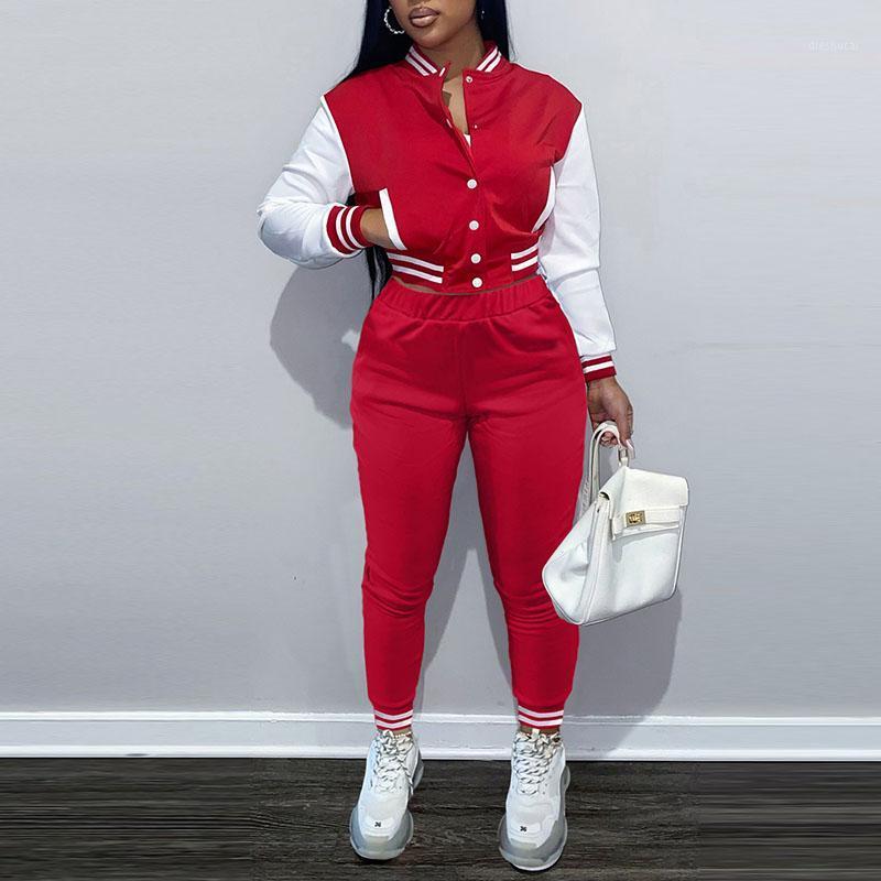 Women' Two Piece Pants Autumn Women Casual Plus Size Baseball Uniform Colorblock Button Front Bomber Jacket & Striped Trim Set, Coffee
Women' Two Piece Pants Autumn Women Casual Plus Size Baseball Uniform Colorblock Button Front Bomber Jacket & Striped Trim Set, Coffee