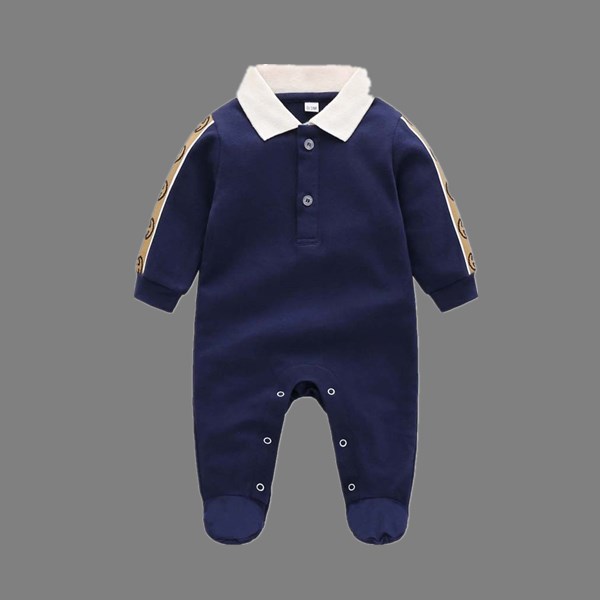 

Hot High quality Newborn Baby Rompers Girls and Boy Long Sleeve Spring 100% Cotton Clothes Brand Letter Print Infant Romper Children Ourfits, Prussian blue