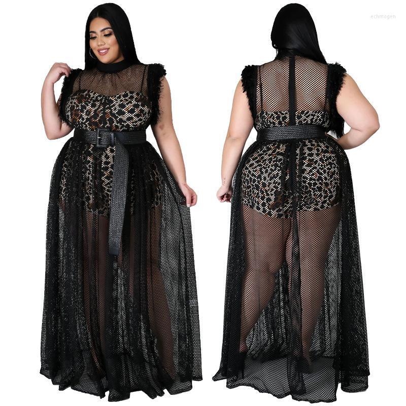 Plus Size Dresses Summer Dress Women Mesh With Leopard Lining Transparent Club Party Sexy Maxi Wholesale Echm22, Black 
Plus Size Dresses Summer Dress Women Mesh With Leopard Lining Transparent Club Party Sexy Maxi Wholesale Echm22, Black