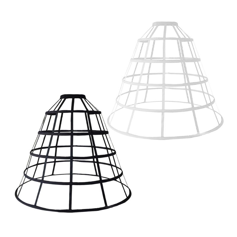 Womens Hollow Out Caged 5-Hoop Bustle Victorian Petticoat Skirt Wedding Bridal Dress Cosplay Underskirt Slip