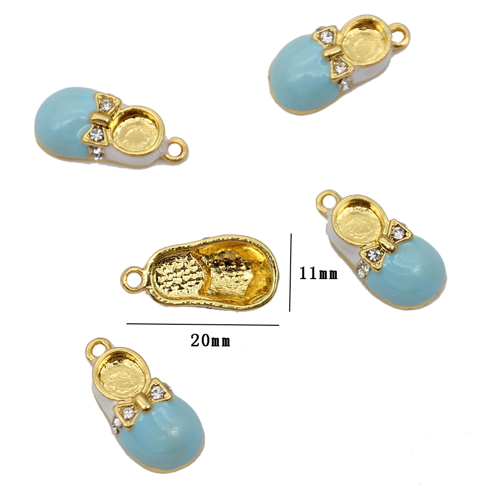 20pcs Cute Small DIY Craft Charms For Kids Enamel Baby Shoes Shape Pendant Charm For Bracelet /Necklace Making Jewelry