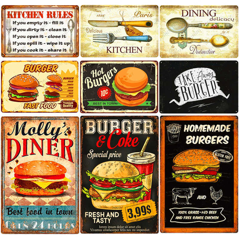Vintage Kitchen Rules Plaque Burgers Fries Metal Tin Sign Cafe Home Room Decor Fast Food Metal Plate Dinning Wall Poster N376
Vintage Kitchen Rules Plaque Burgers Fries Metal Tin Sign Cafe Home Room Decor Fast Food Metal Plate Dinning Wall Poster N376