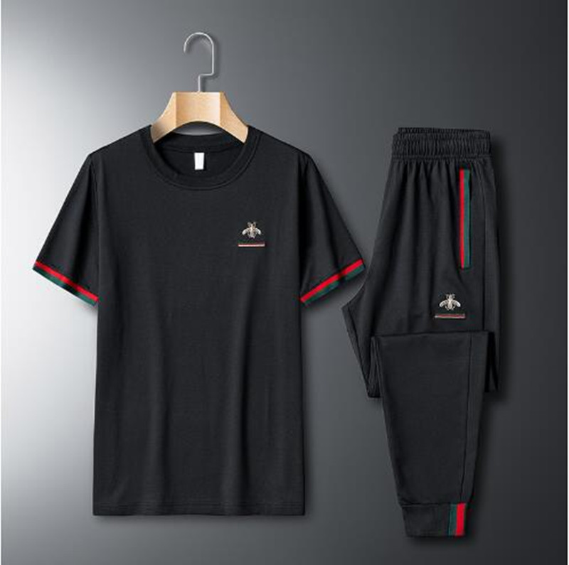 Mens Fashion Tracksuits Summer T Shirts + Pants Clothing Sets Bee Embroidery Casual Streetwear Trend Suits Men Breathable Tees Pants 3 Colors, White+black
Mens Fashion Tracksuits Summer T Shirts + Pants Clothing Sets Bee Embroidery Casual Streetwear Trend Suits Men Breathable Tees Pants 3 Colors, White+black