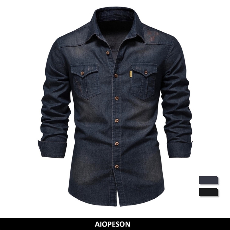 AIOPESON Brand Elastic Cotton Denim Shirt Long Sleeve Quality Cowboy Shirts for Casual Slim Fit Mens Designer Clothing 220811, Navy
AIOPESON Brand Elastic Cotton Denim Shirt Long Sleeve Quality Cowboy Shirts for Casual Slim Fit Mens Designer Clothing 220811, Navy