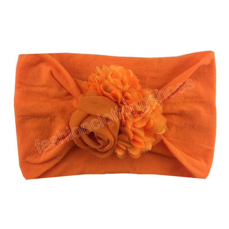Fashion Baby Girls Chiffon Flower Knit Headband Infant Nylon Wide Hairband Kids Rose Headwear Newborn Birthday Gifts Photo Props