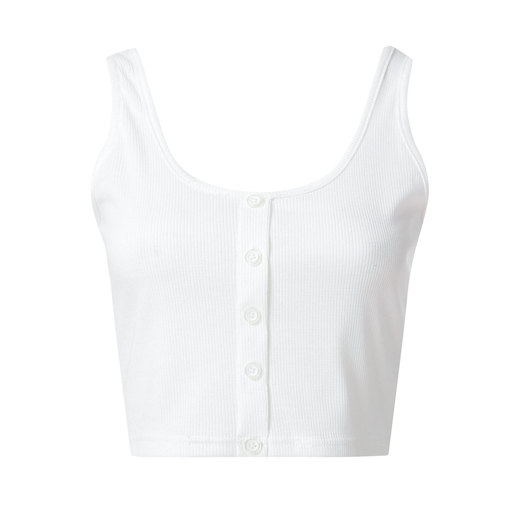 2019 Summer Women Tank Tops Sexy Button Ladies Short Tank Top Vest Solid Strap Halter T-Shirt Camisole Tops, White
2019 Summer Women Tank Tops Sexy Button Ladies Short Tank Top Vest Solid Strap Halter T-Shirt Camisole Tops, White