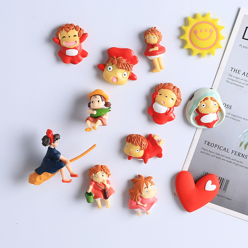 Cartoon 3d Creative Little Witch Ponyo Magnetic Stickers Cute Home Decoration Magnets