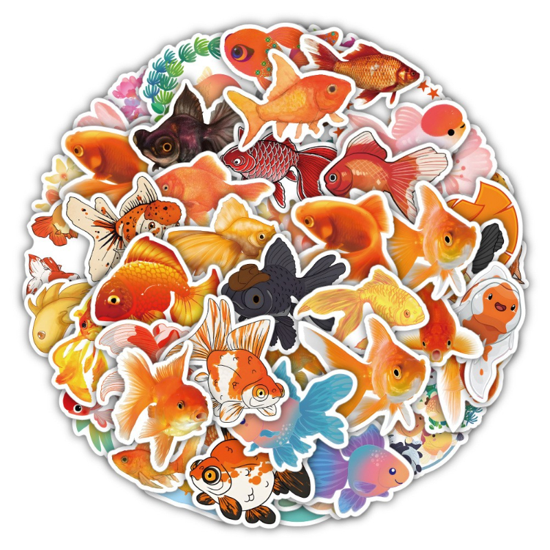 50Pcs Marine Life cartoon Goldfish Sticker Graffiti Kid Motorcycle Skateboard Bicycle Decal