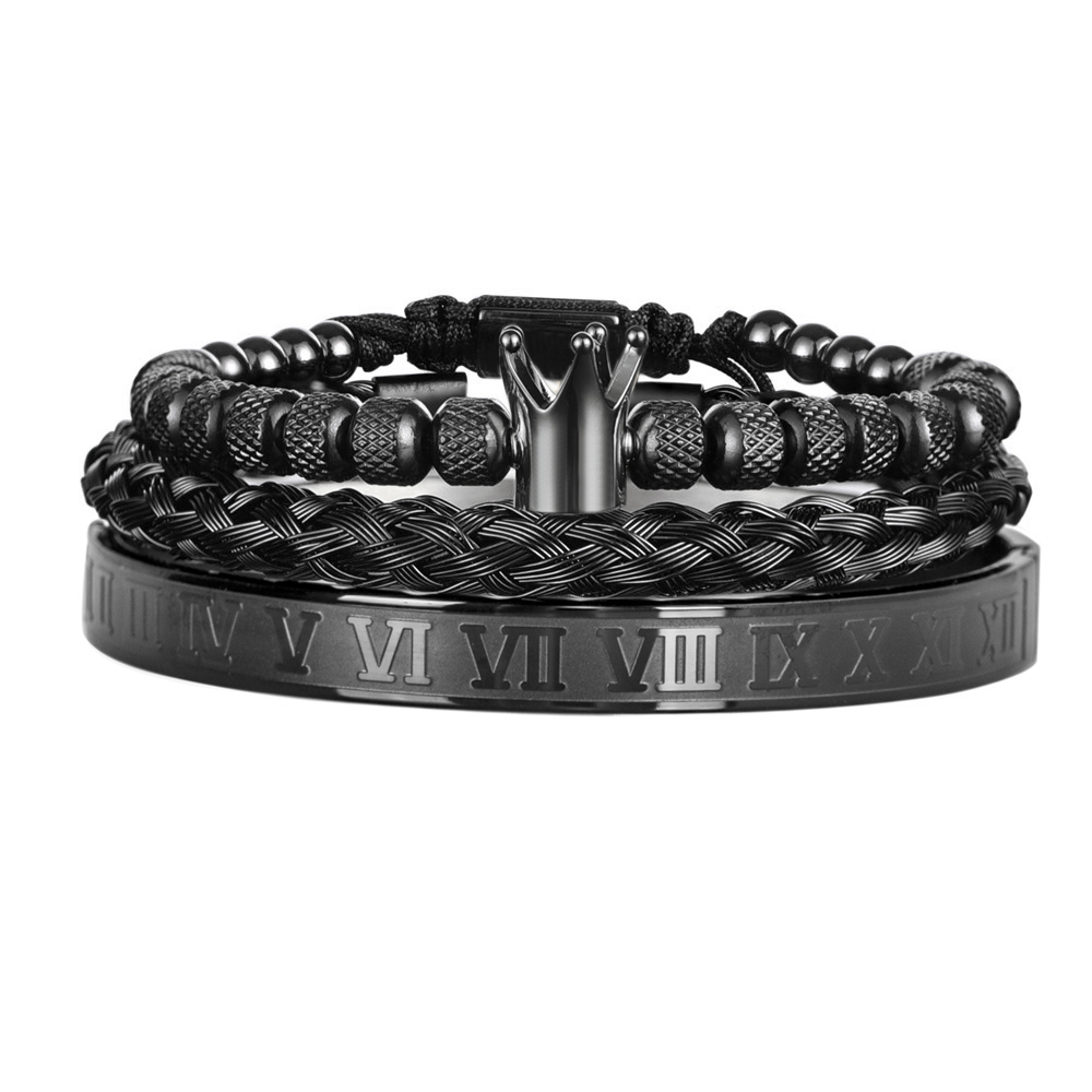 Luxury Enamel Roman Bracelet Royal Crown Charm Men Stainless Steel Geometry Pulseiras Open Adjustable Bracelets Couple Jewelry