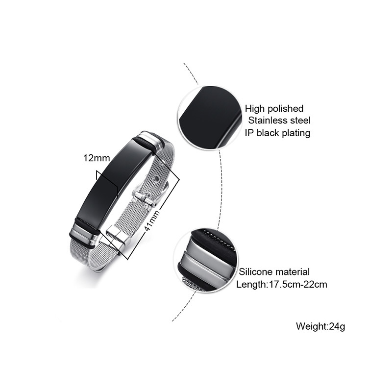 12mm ID Identification Bracelets for Men Custom Name Adjustable Stainless Steel Boy Mesh Watch Band To My Son Father Birthday Valentine Love Gifts Bij