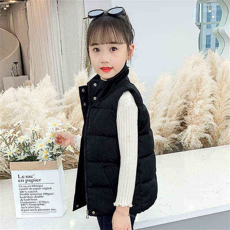 2022 Girls Warm Down Vest Jacket 4-12 Year Autumn Kids Parka Jacket Boy Girls Thicker Outerwear Children Clothing Vest J220718