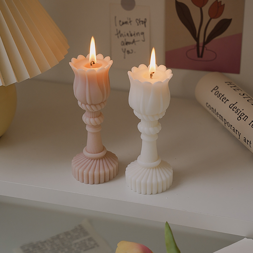 Romantic scented candles tulip candle holder home decoration ornament smell candles creative birthday gifts wedding decor candle