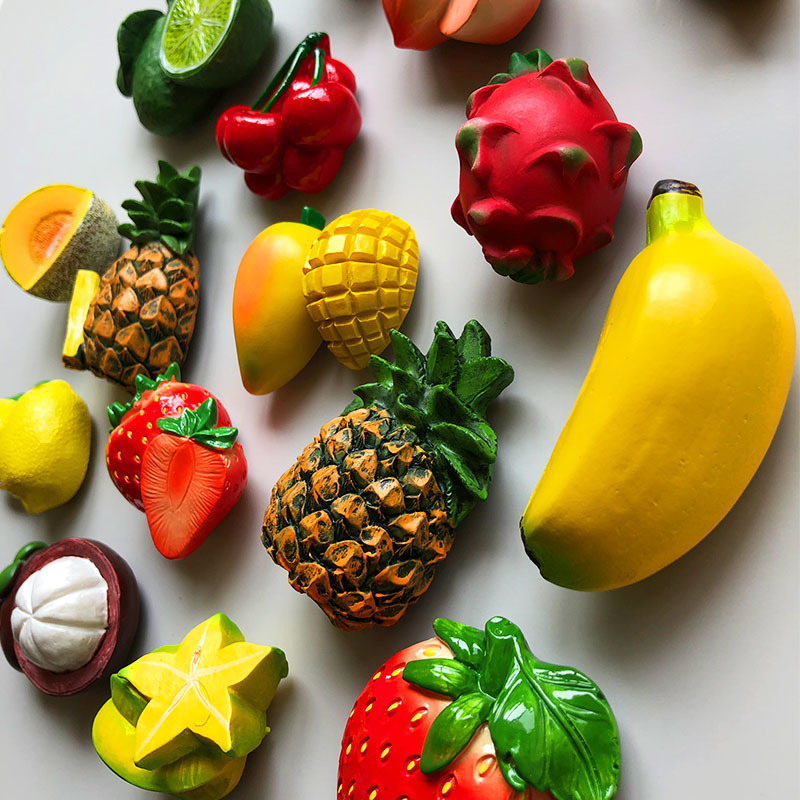 Creative 3D fresh fruit refrigerator magnetic stickers magnetic food room decoration Pineapple lemon cherry fridge magnets gift