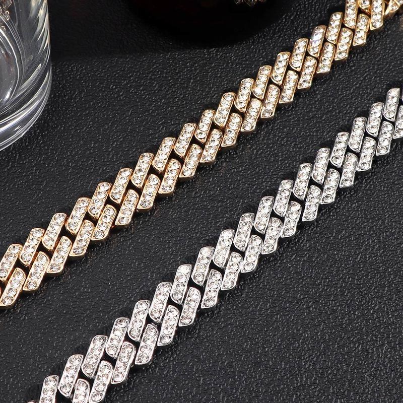 Bling Crystal Pig Nose Cuban Chain Bracelets For Women Men Iced Out Miami Cuban Bracelet Fashion Hip Hop Jewelry Gift 220813