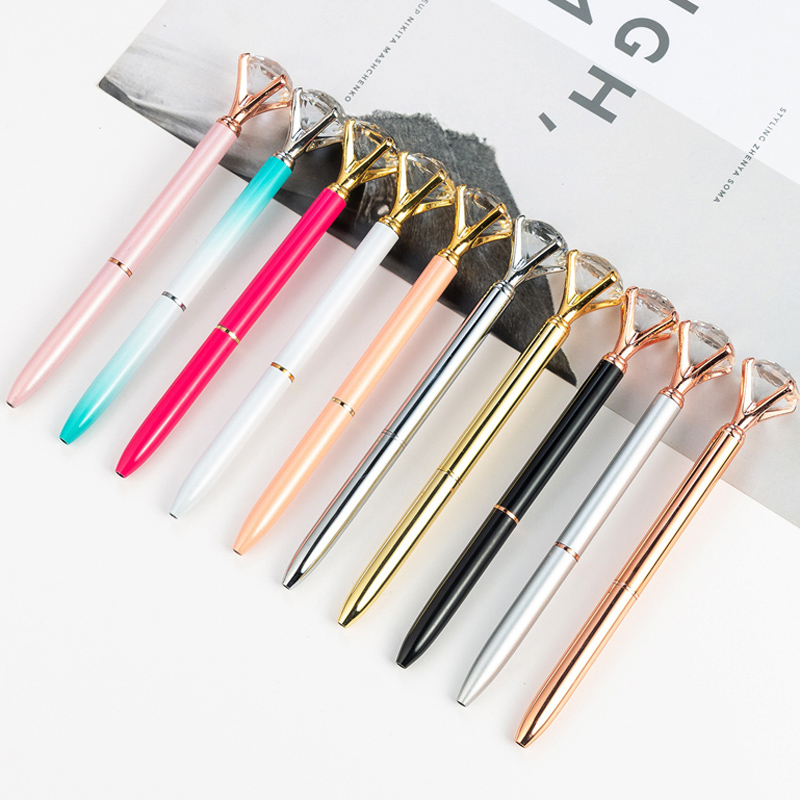 

Crystal Diamond Ballpoint Pens Student Big Gems Ballpens With Large Diamonds School Office Metal Gem Ballpoints Pens 28 Colors BH1330 TQQ