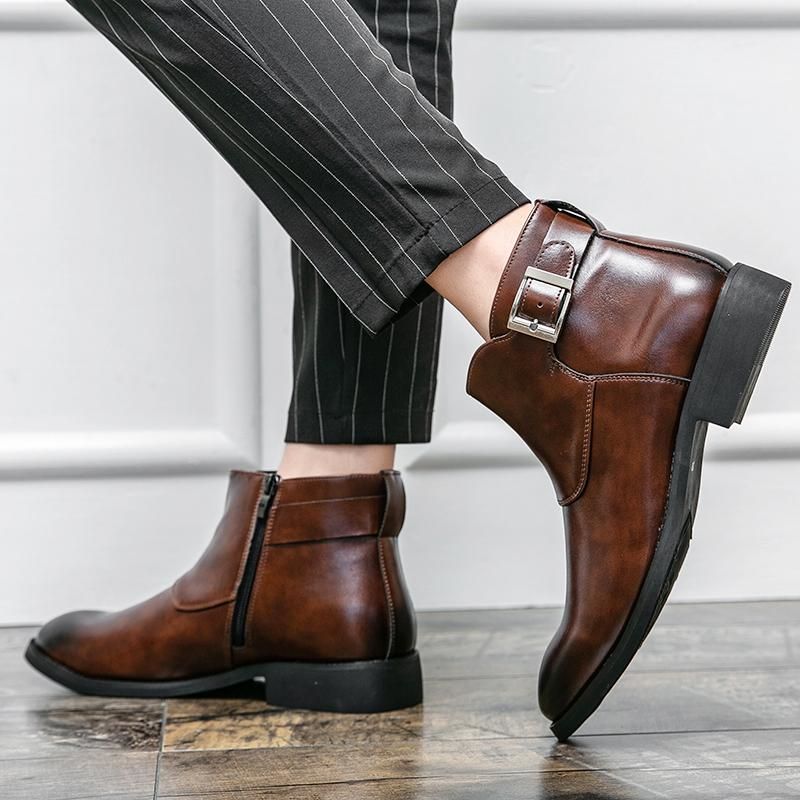 Men Ankle Boots Business Formal Shoes Low Heel Slip on Buckle Decoration British Style Fashion Zipper Retro Versatile DH899, Clear
Men Ankle Boots Business Formal Shoes Low Heel Slip on Buckle Decoration British Style Fashion Zipper Retro Versatile DH899, Clear