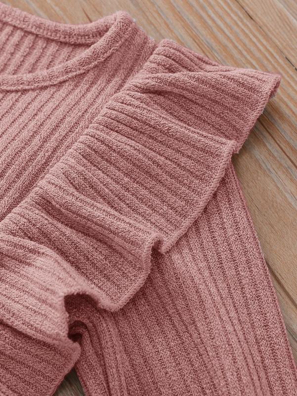 Toddler Girls Solid Ruffle Trim Top & Leggings SHE