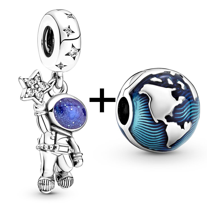 New Popular 925 Sterling Silver Bracelet Special Astronaut Collection Bead Pendant Charm Fit Bracelet Necklace Ladies Jewelry Accessories