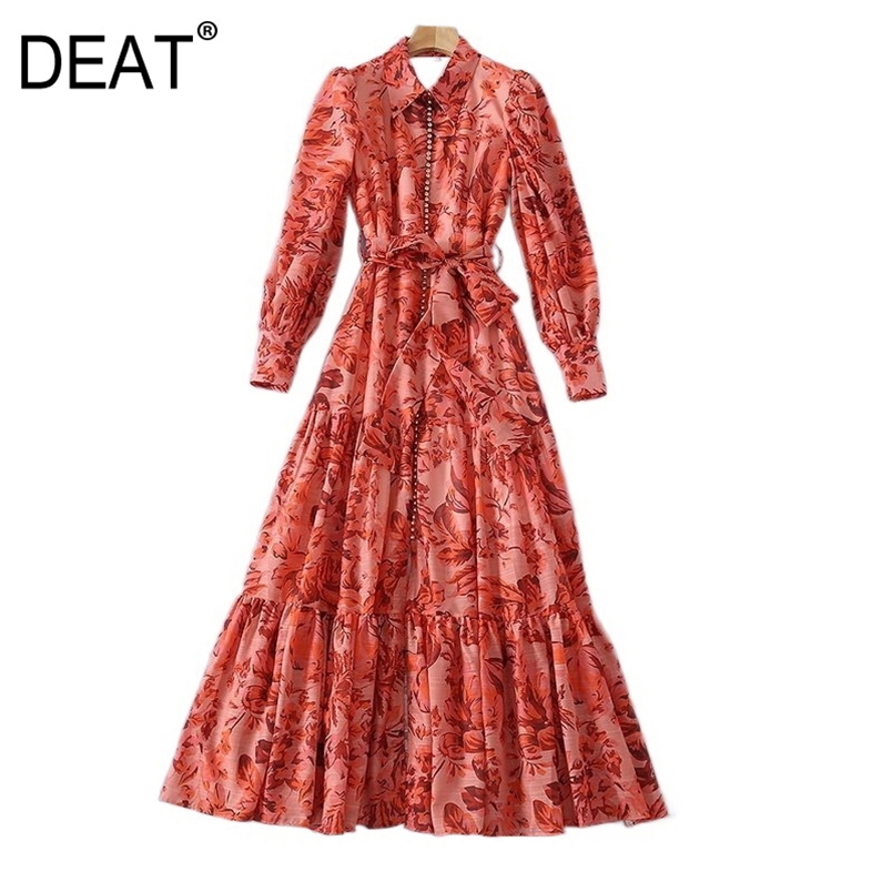 DEAT Women Dress Flower Printed Lapel Collar Long Lantern Sleeve With Sashes Vintage Style Elegant Spring Fashion 15XF151 220613, Orange
DEAT Women Dress Flower Printed Lapel Collar Long Lantern Sleeve With Sashes Vintage Style Elegant Spring Fashion 15XF151 220613, Orange