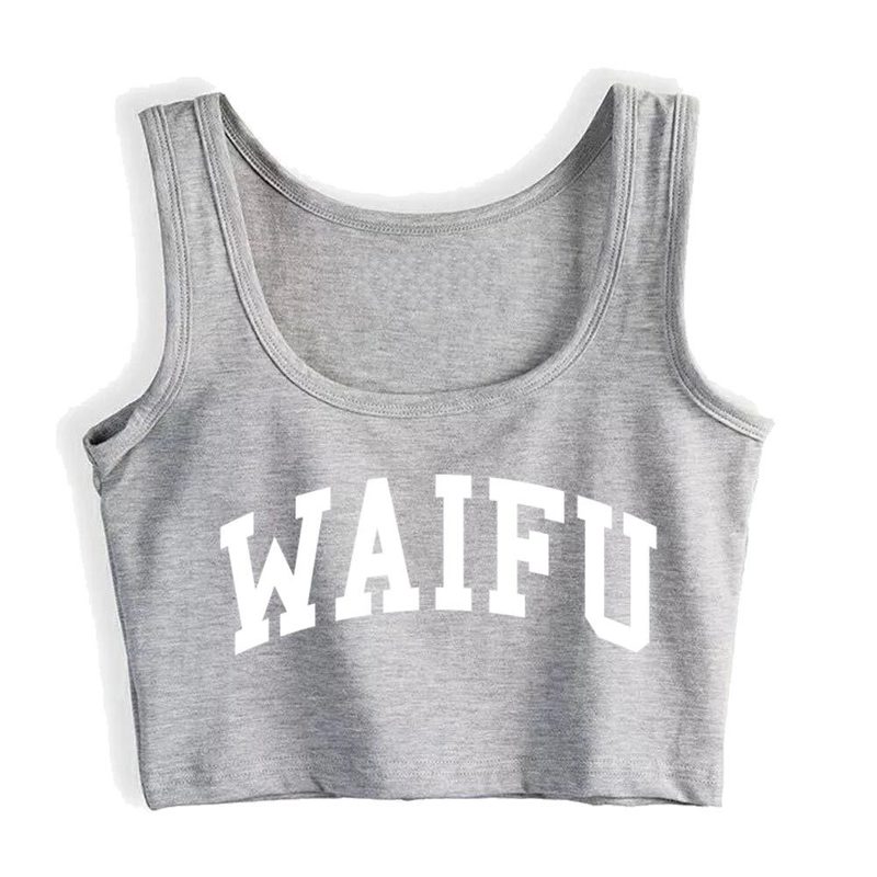 Crop Top Female Waifu Cute Anime Casual White Cotton Tops Women 220325