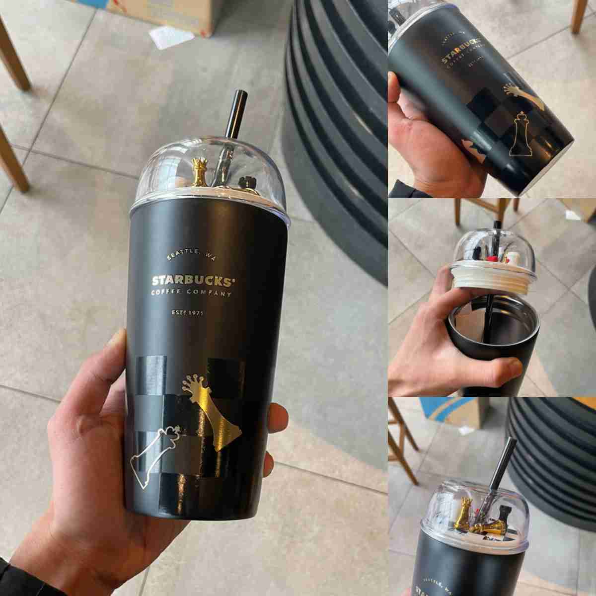 Starbucks Valentine's Day cup 2022 love meet opponent King Queen black gold chessboard stainless steel straw cup adult, Yellow
Starbucks Valentine's Day cup 2022 love meet opponent King Queen black gold chessboard stainless steel straw cup adult, Yellow
