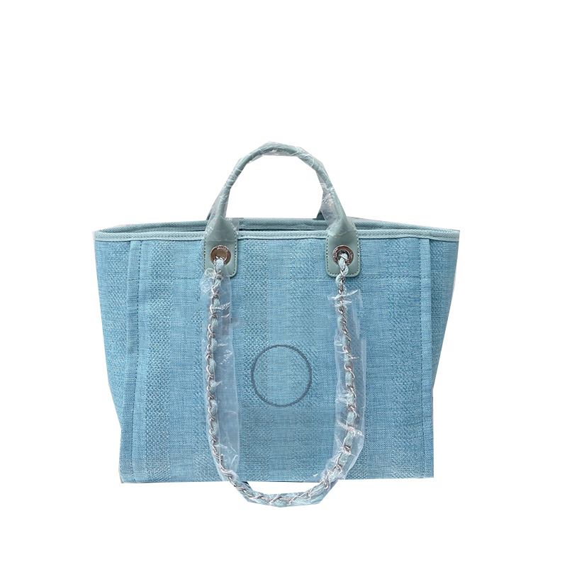 2022Ss France Womens Classical Stripe Shopping Beach Canvas Bags Large Capacity Deauville Chain Silver Hardware Top Handle Totes Luxury Designer Handbags 37X29CM, Blue
2022Ss France Womens Classical Stripe Shopping Beach Canvas Bags Large Capacity Deauville Chain Silver Hardware Top Handle Totes Luxury Designer Handbags 37X29CM, Blue
