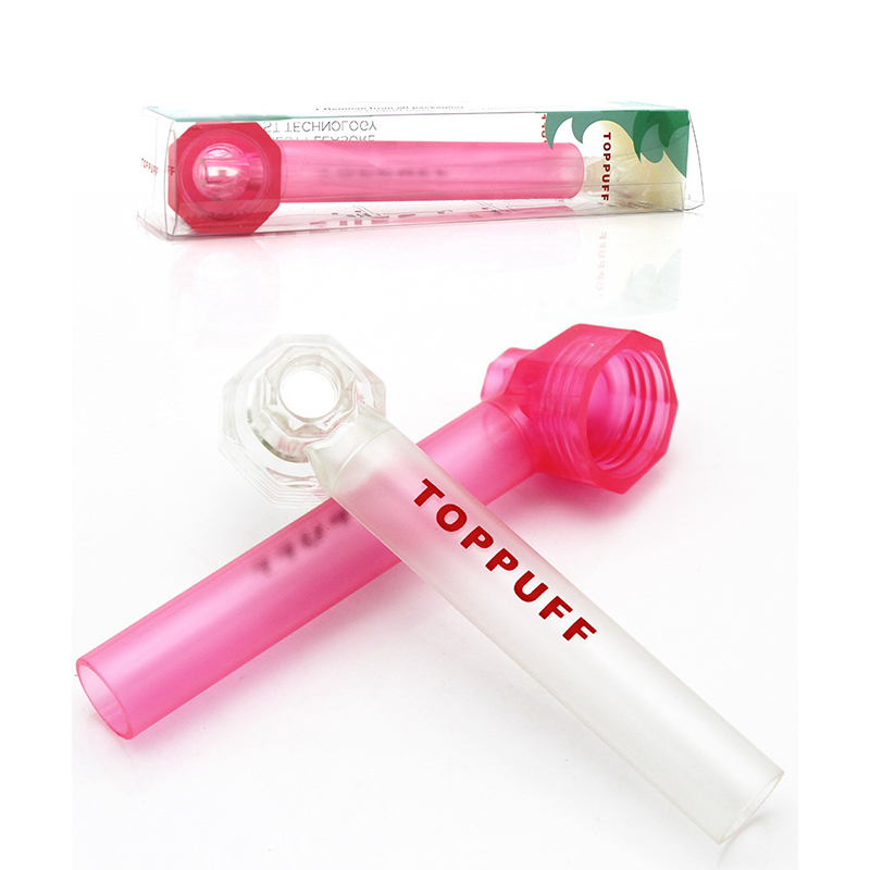 Plastic Toppuff Glass Oil Burner Pipes Hand Glass Tube Small Bongs Smoke Bubbler Tools