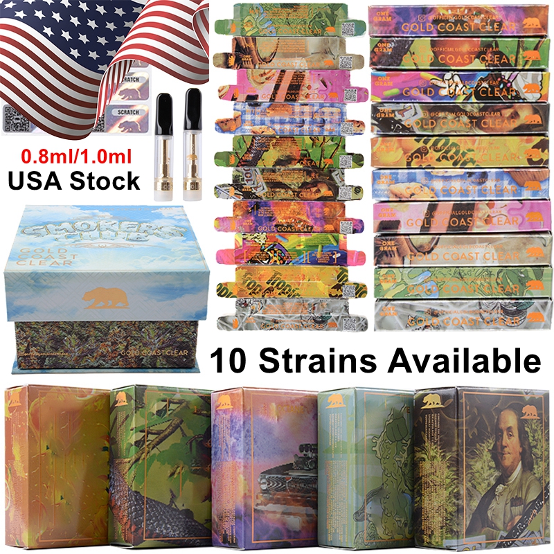 USA Stock Atomizers GCC GOLD COAST CLEAR Vape Cartridges Packaging Smokers Club 0.8ml 1ml E Cigarettes Empty Carts Ceramic Cartridge Thick Oil Vaporizer 510 Thread
USA Stock Atomizers GCC GOLD COAST CLEAR Vape Cartridges Packaging Smokers Club 0.8ml 1ml E Cigarettes Empty Carts Ceramic Cartridge Thick Oil Vaporizer 510 Thread
