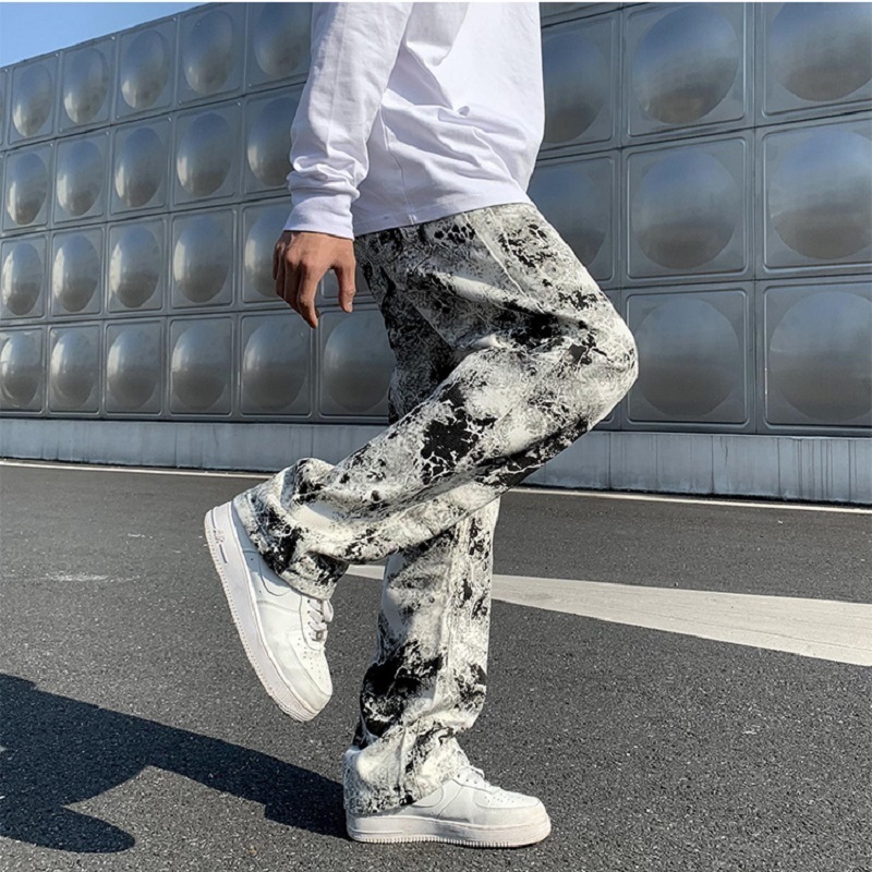 Mens Fashion Mopping Trousers Jeans Korean Style High Street Loose Hip Hop Wide-leg Jean Pants Plus Size 5XL-S 220328