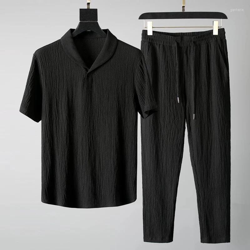 Men's Tracksuits Arrival Men's Cool And Thin Short Sleeve T-shirt Pant Two-Piece Set Solid Shirt Trousers Home Suits Male Size M-4XLMen', Black 
Men's Tracksuits Arrival Men's Cool And Thin Short Sleeve T-shirt Pant Two-Piece Set Solid Shirt Trousers Home Suits Male Size M-4XLMen', Black