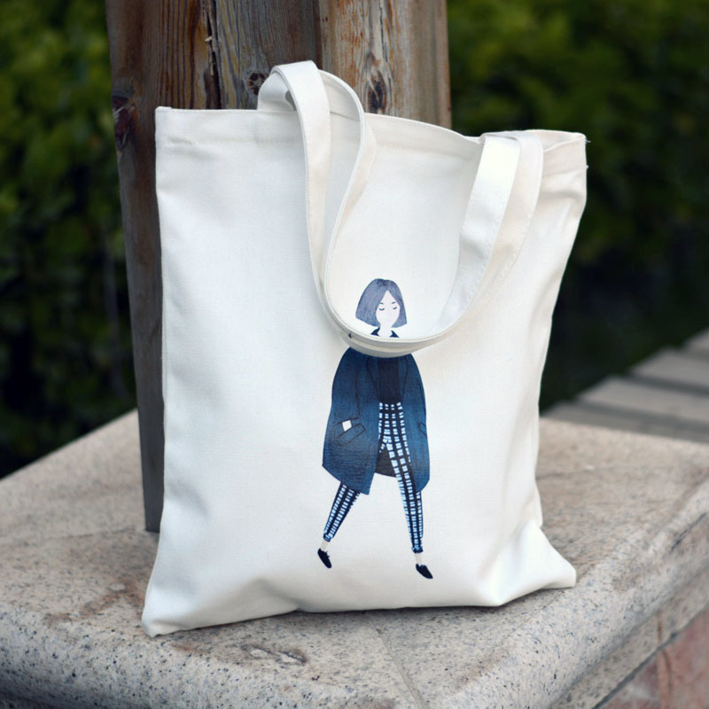 Sturdy canvas green shopping bags Artistic and simple handheld Single shoulder bag With zipper CX220325