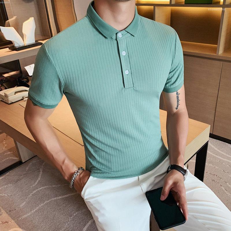 Summer British Style Mens Solid Color Short-sleeved Men Slim Lapel Trend Casual Striped Shirt Playera Hombre Men's Polos, Black
Summer British Style Mens Solid Color Short-sleeved Men Slim Lapel Trend Casual Striped Shirt Playera Hombre Men's Polos, Black
