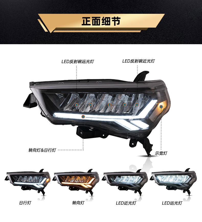 full LED head lights for toyota 4Runner 2014-2021 high beam turn signal DRL sidemarker headlight led front lamp