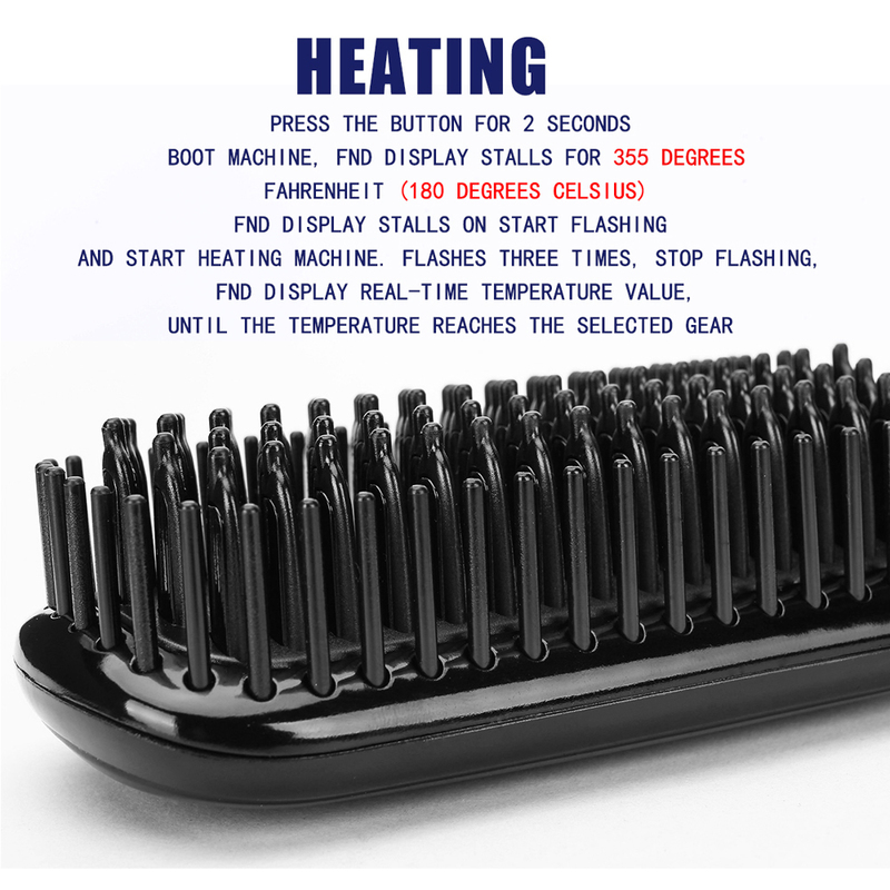 Heating Straightening Comb Hair Straightener Brush Men Quick Beard Straightener Brush Beard Comb Styling Iron Smoothing Comb 220623