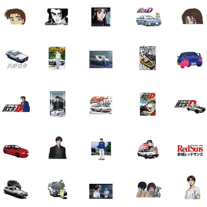 50Pcs/Lot Initial D sticker Fujiwara Takumi AE86 Graffiti Kids Toy Skateboard Phone Laptop Luggage Sticker Decals