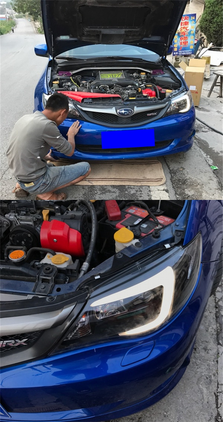 Car Headlights For Subaru WRX LED Headlight Assembly 2005-2012 High Beam Daily Lights Turn Signal Front Lamp