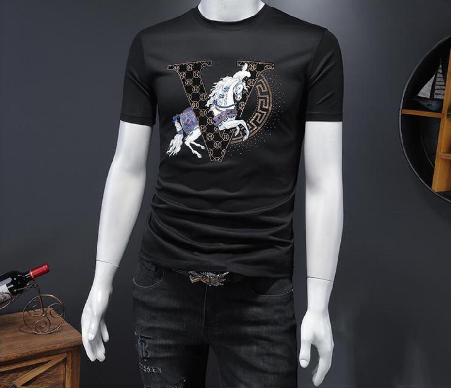 Men's Short Sleeve T-Shirt 2022 Summer New Daily Youth Cartoon Anime Round Neck Slim Fit Black Spot T-Shirt
