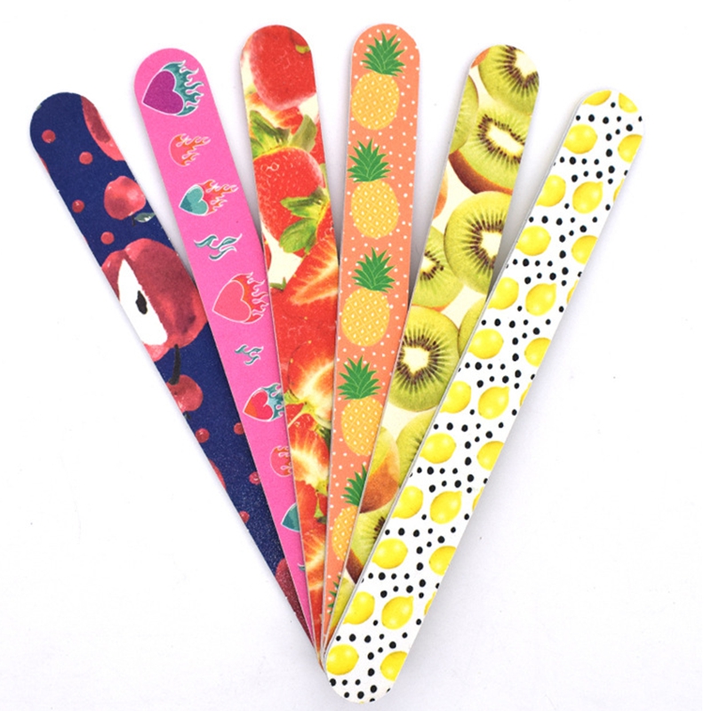Fruit print Nail File Buffer Sanding Washable Manicure Tool Nail Art Polish Sandpaper Strip Bar Polishing