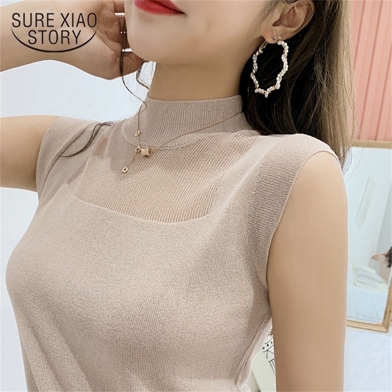 Women top women white and black shirt sexy street style Tank Tops Knitted Solid Wild ice silk knitting clothing 2922 220325