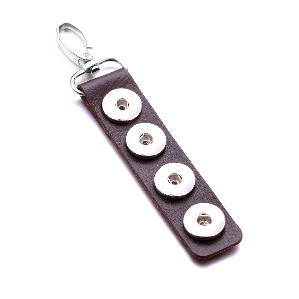 Snap Key Chain For Keyring Women PU Leather Keychain Bag Pendant Fit 18/20mm Button Snap Jewelry